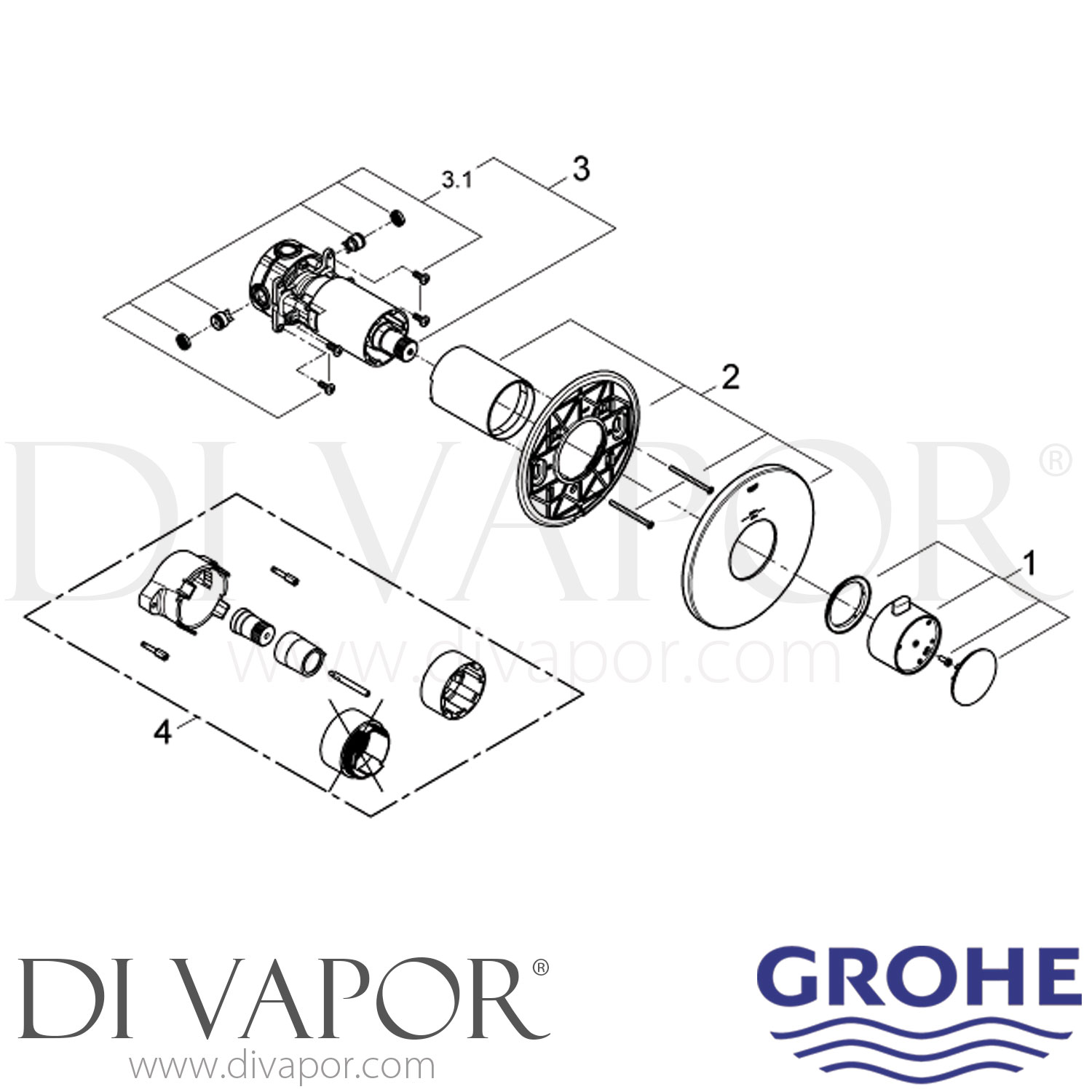 Grohe 19879000 Europlus Custom Shower Thermostatic Trim with Control