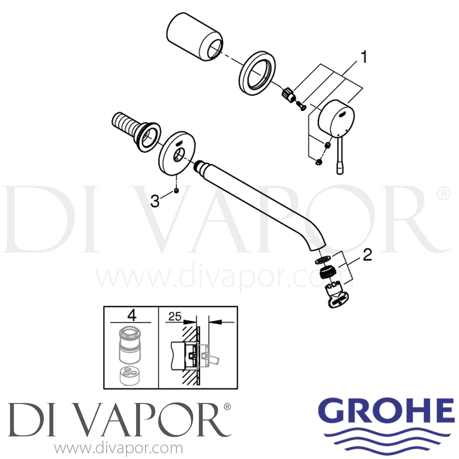 Grohe 19967001 Essence TwoHole Basin Mixer LSize Tap Spare Parts