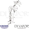 Grohe Sinfonia Chrome Gold Pillar Tap Spares