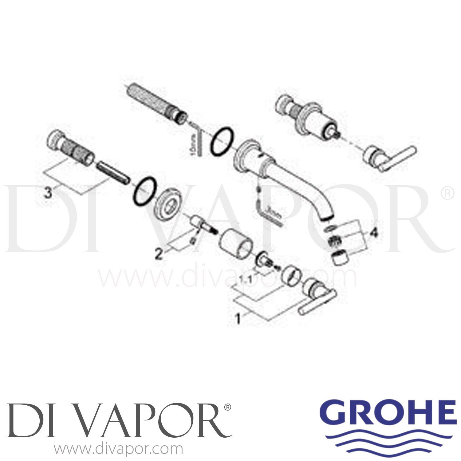 Grohe 20169 Atrio 3 Hole Wall Basin Mixer Tap Spare Parts
