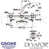 Grohe Ondus 3-Hole Basin Mixer S-Size Dimensions