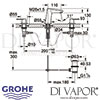 Grohe Eurodisc Cosmopolitan 3-Hole Basin Mixer S-Size Tap Dimensions