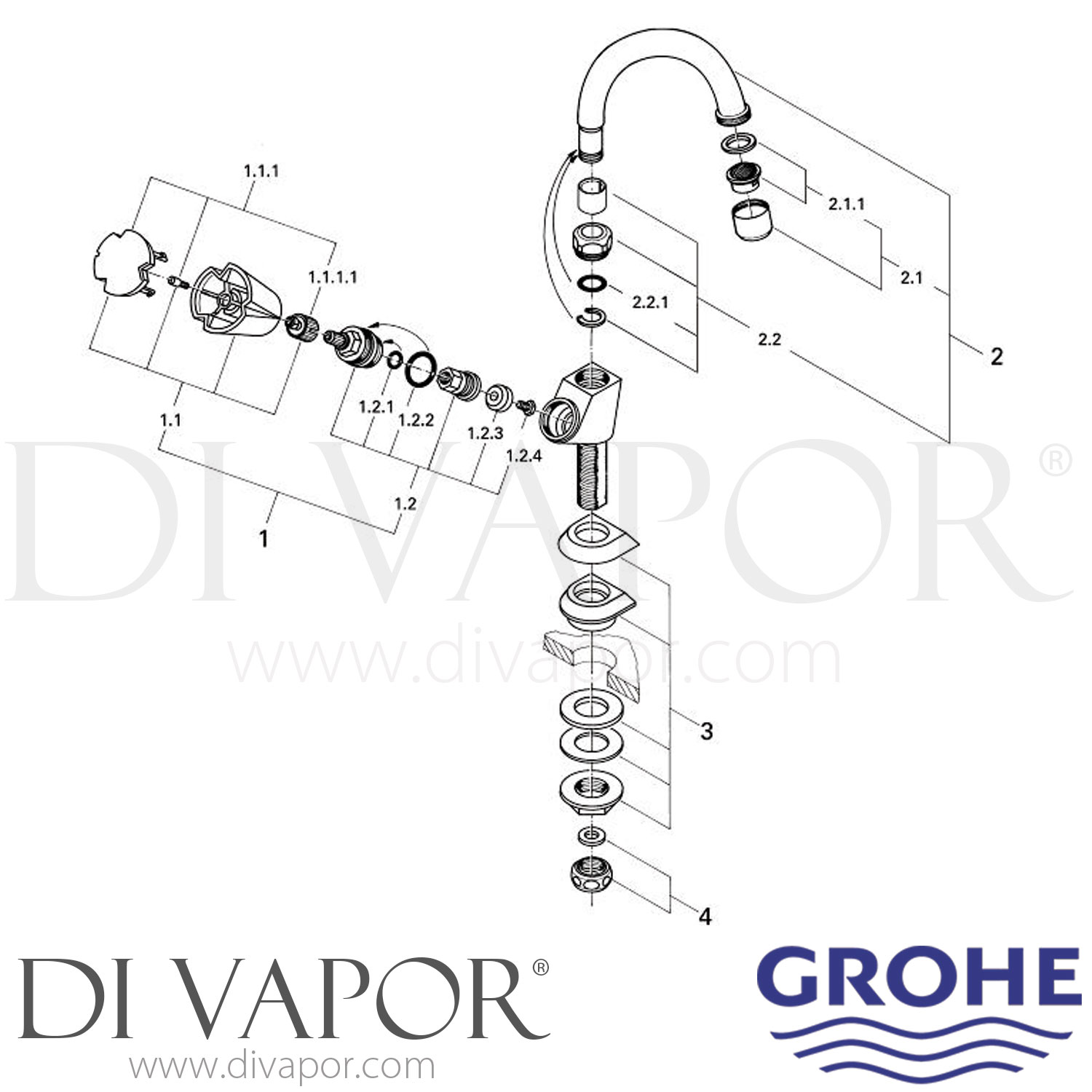 Grohe 20393000 Costa (19742008) Pillar Tap Spare Parts