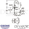 Grohe Atrio Single-Hole Basin Mixer Tap Dimensions