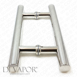 180mm Stainless Steel Shower Door Handles - 18cm (7 Inches) Hole to Hole - Brushed Steel Effect Grab Bar