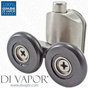 25mm/26mm Bottom Stainless Steel Black Double Swivel Shower Door Roller | 6mm to 8mm Glass