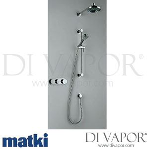 Matki 2215R Absolute Round Dual Outlet Thermostatic Shower Mixer, Easy Clean Shower Rose + Slide Rail Kit Spare Parts