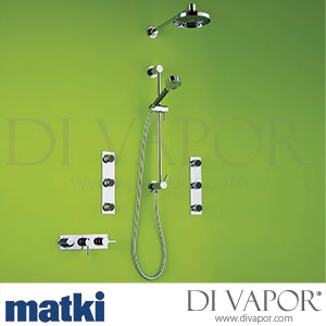 Matki 2221 Absolute Dual Outlet Thermostatic Shower Mixer, Body Jets, Easy Clean Shower Rose + Slide Rail Kit Spare Parts