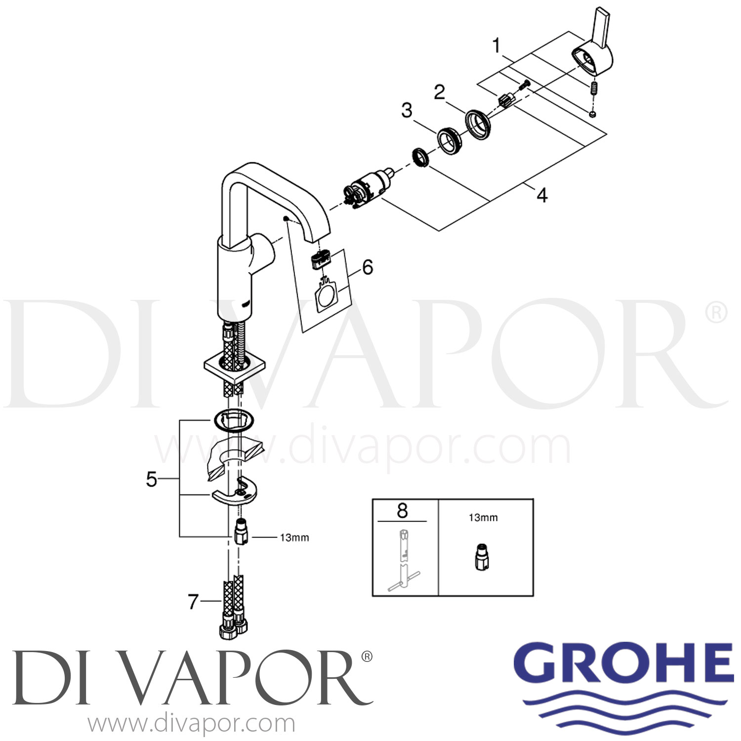 Grohe 23076000 Allure SingleLever Basin Mixer Tap Spare Parts