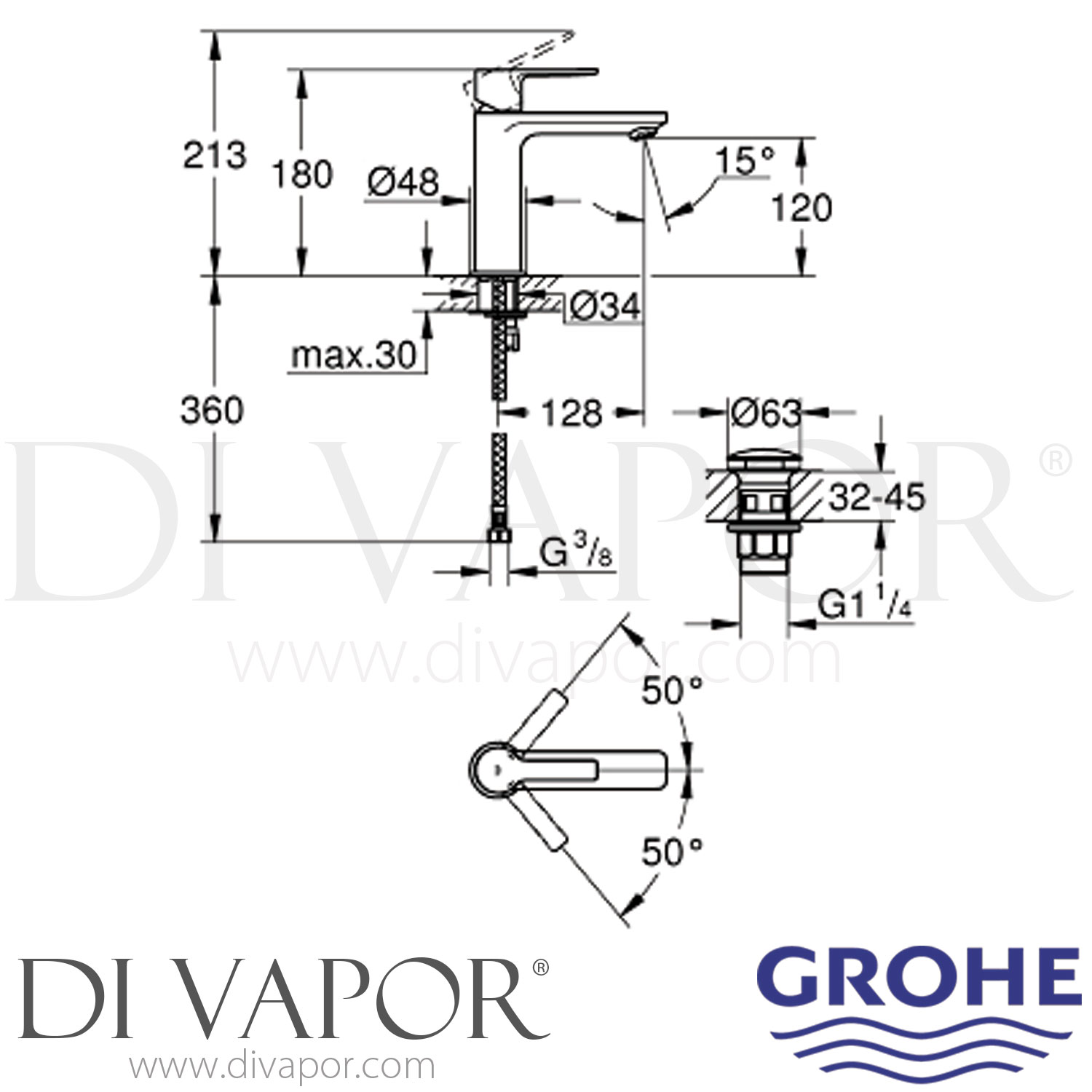 Grohe 23106001 Lineare Chrome SingleLever Basin Mixer (1/2 Inch) S