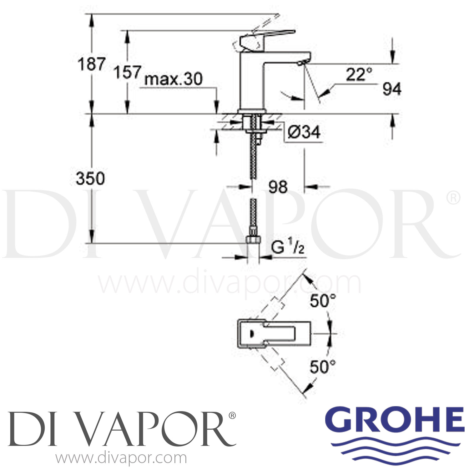 Grohe 23186000 BauMetric SingleLever Basin Mixer Tap Spare Parts