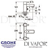 Grohe Lineare Two-Handled Bath Shower Mixer Dimensions