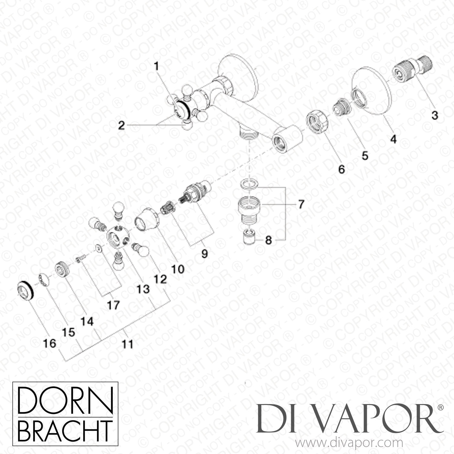 Dornbracht Madison Shower Mixer for Wall Mounting Brushed Dark