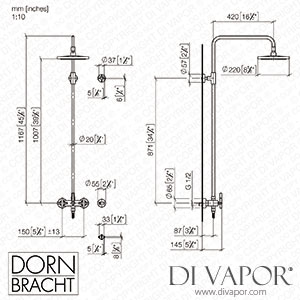 Dornbracht Tara Showerpipe without Hand Shower - Matte Black 26 623 892-33 Spare Parts