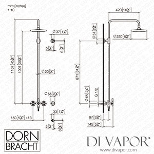 Dornbracht Tara Showerpipe without Hand Shower - Brushed Dark Platinum 26 623 892-99 Spare Parts