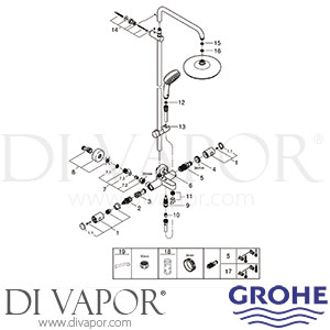 Grohe 26223001 Tempesta Cosmopolitan System Shower System with Bath Thermostat Spare Parts