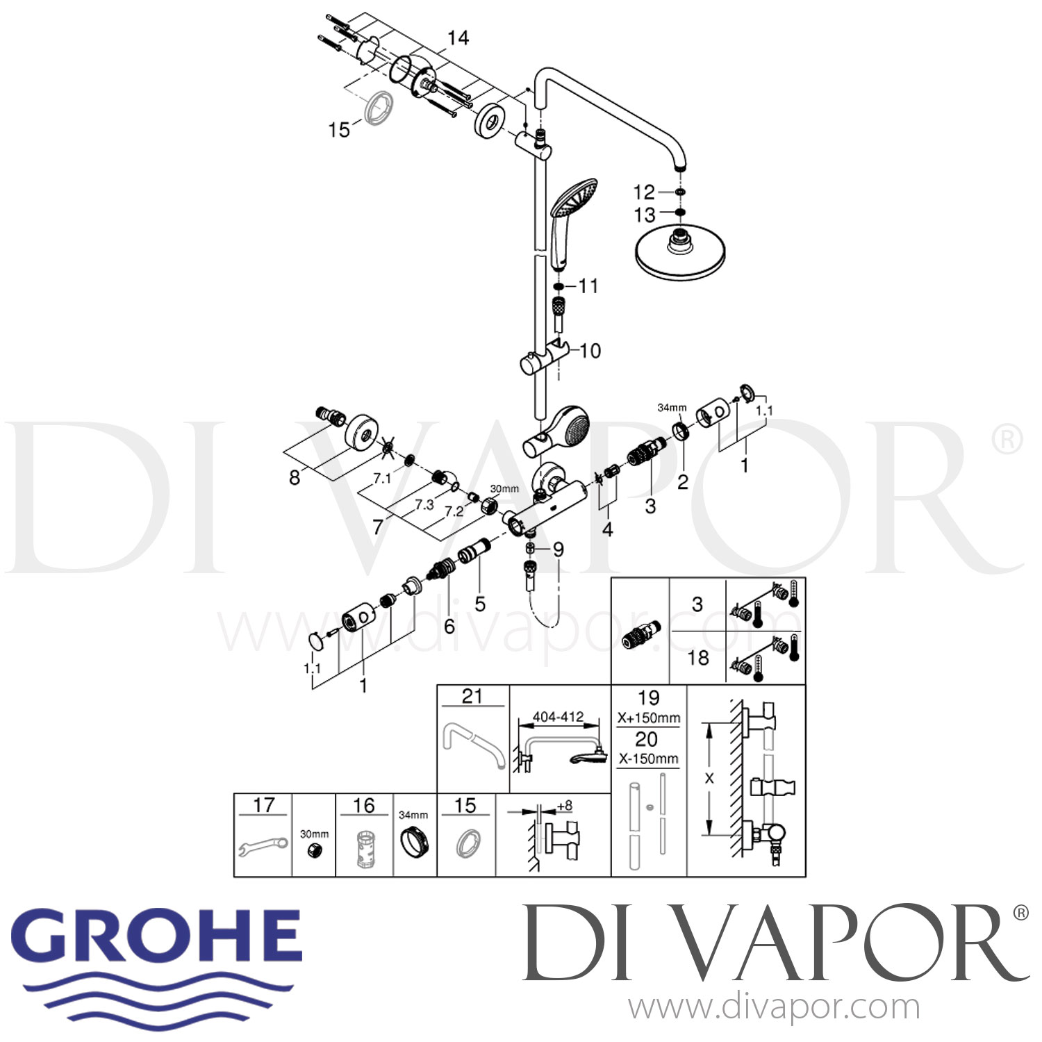 Grohe 26273000 Euphoria System 180 Shower System with Thermostat Spare