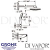 Grohe Rainshower System SmartControl Mono 360 Combi Shower System Thermostat Dimensions