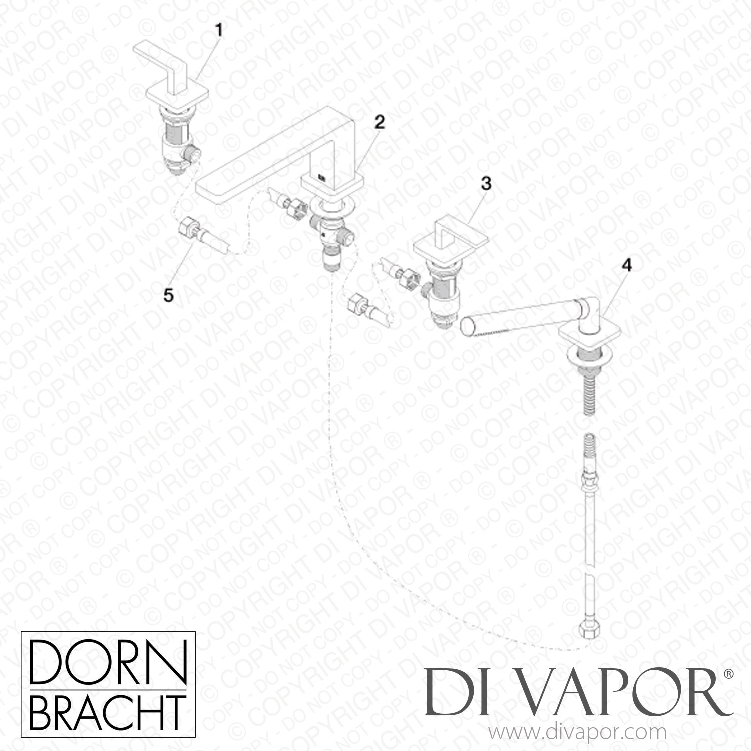 Dornbracht Lulu Bath Shower Set for Bath Rim Or Tile Edge Installation