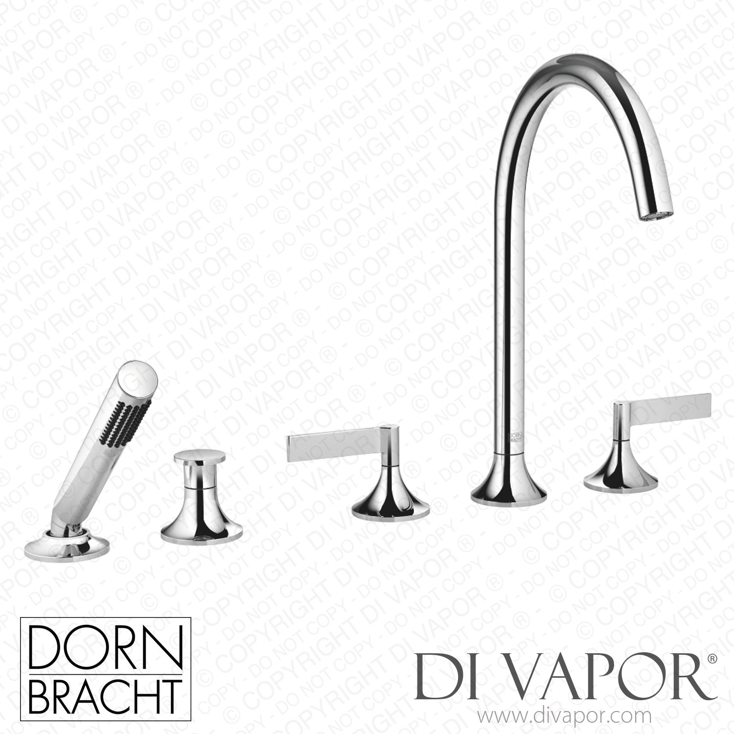 Dornbracht Five Hole Tub Set for Deck Mounted Tub Installation with