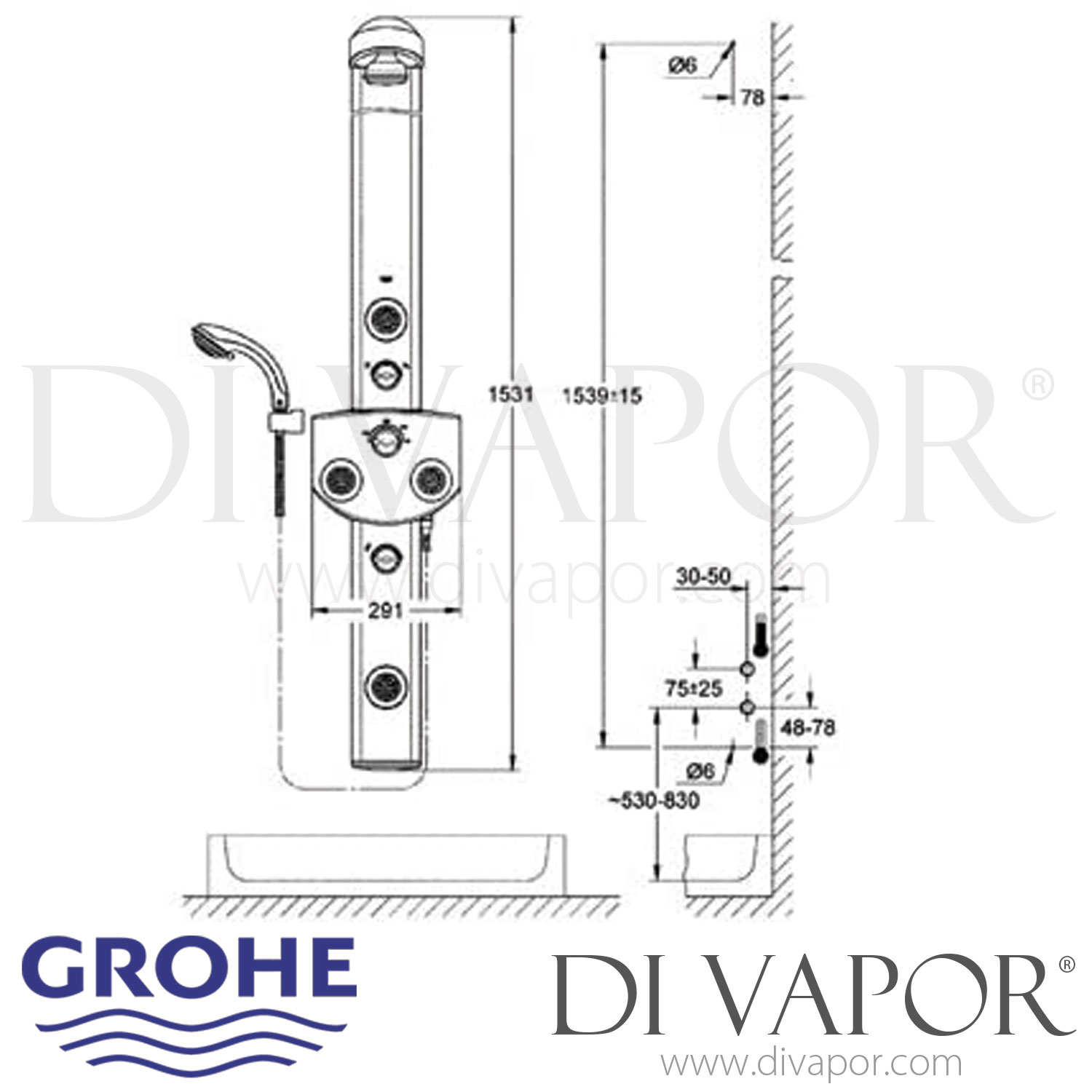 Grohe 27027 27027000 Aquatower 3000 Dual Shower System (3/4 Inch