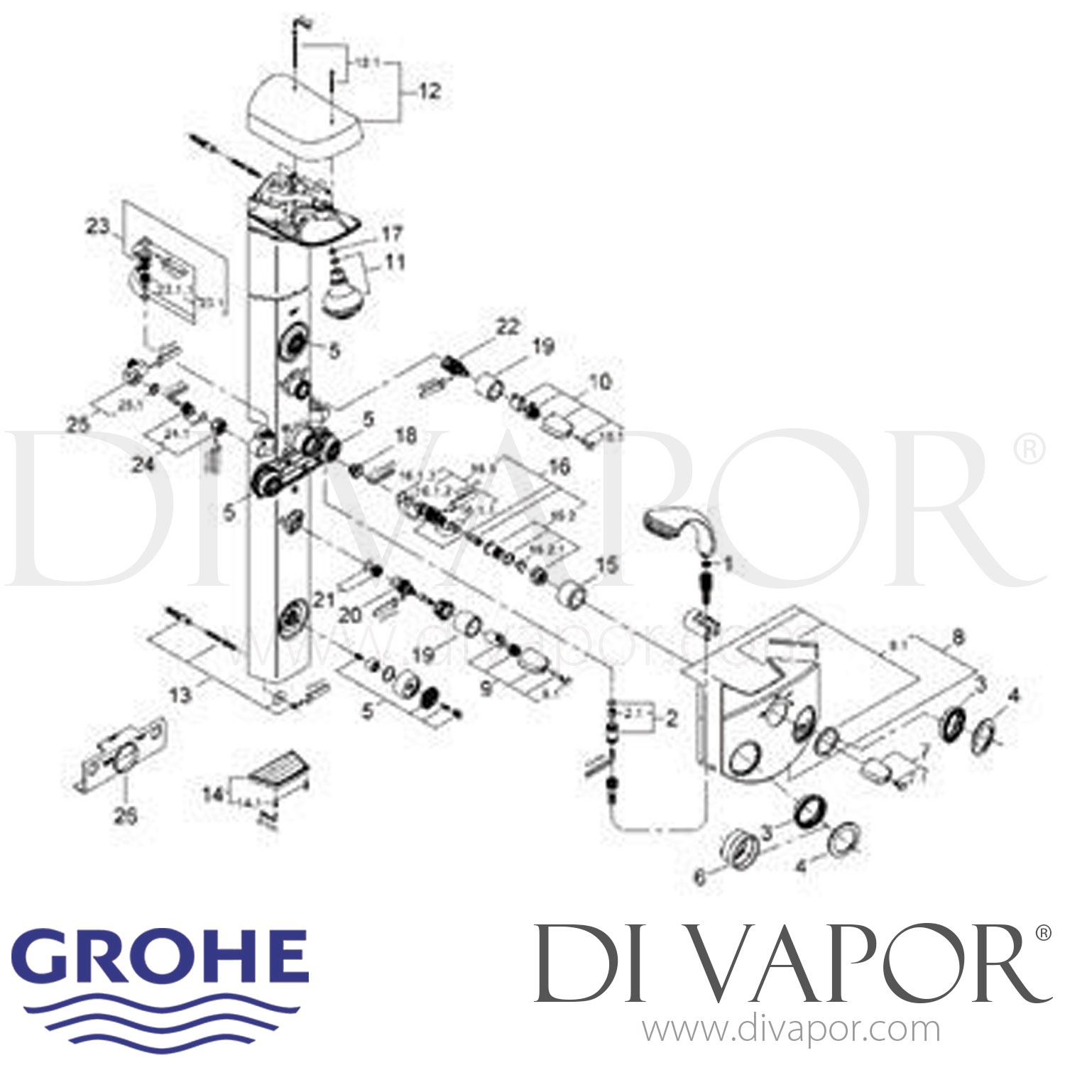 Grohe 27200 Aquatower 3000 Shower System Spare Parts
