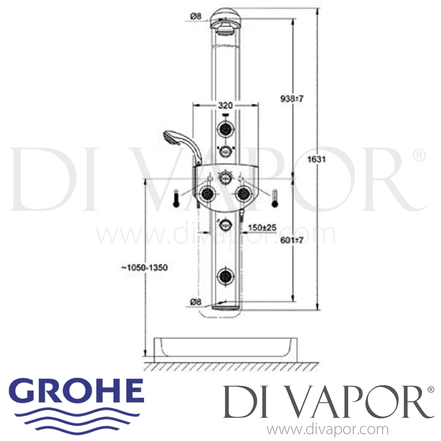 Grohe 27202 27 202 27202000 Aquatower 3000 Top 4 Shower System