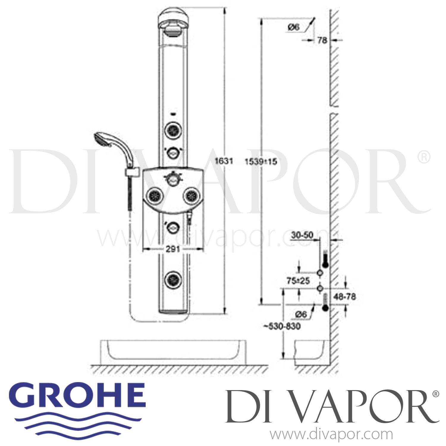 Grohe 27203 27203000 Aquatower 3000 Top 4 Shower System (3/4 Inch