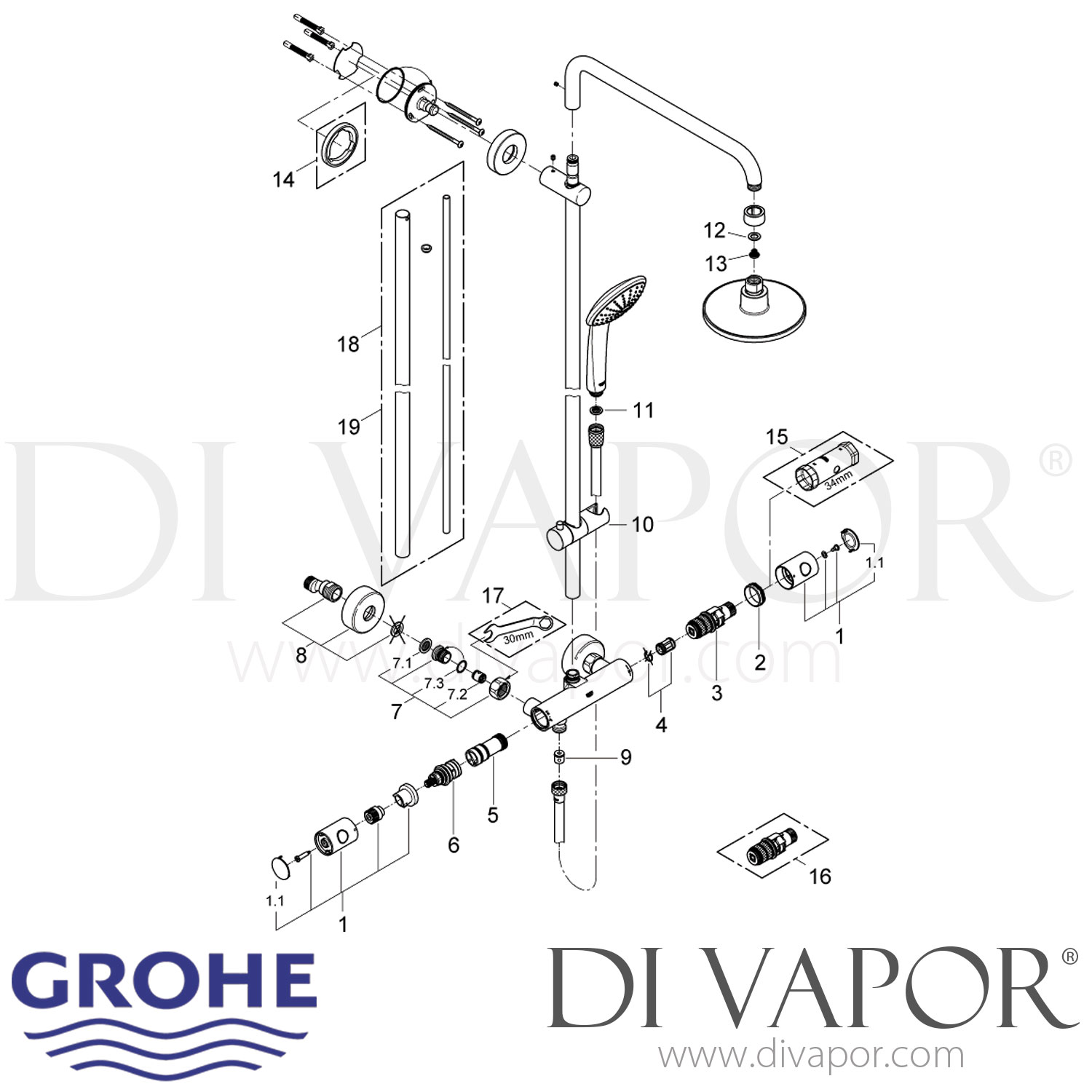 Grohe 27296000 Euphoria System 160 Shower System with Thermostat Spare