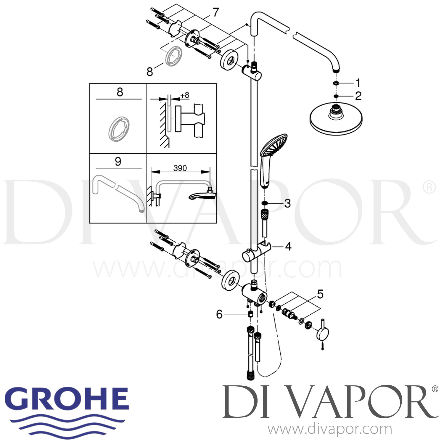 Grohe 27421001 Euphoria System 180 Shower System with Diverter for Wall