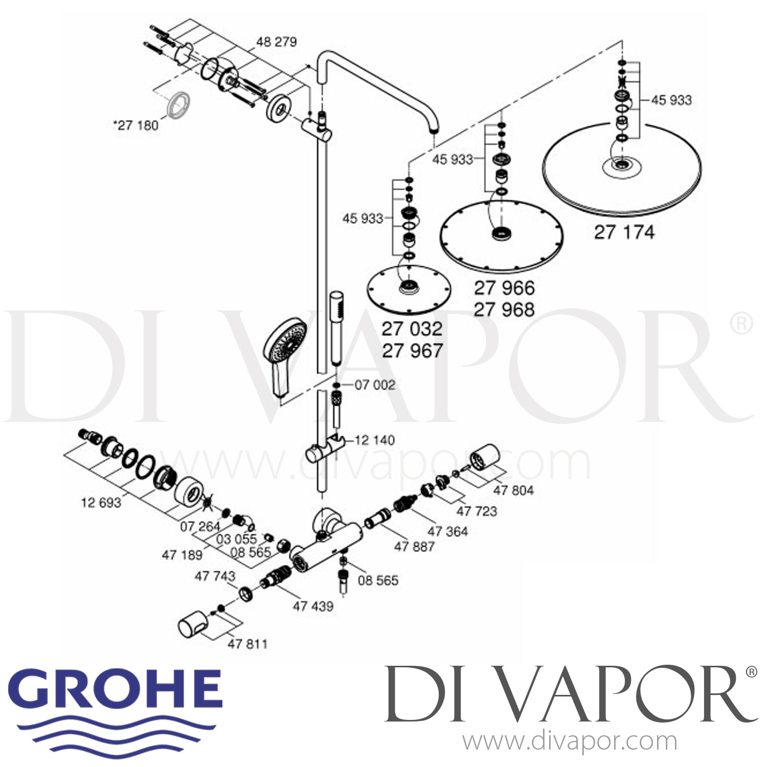 Grohe 27967000 Rainshower System 210 Shower Spare Parts