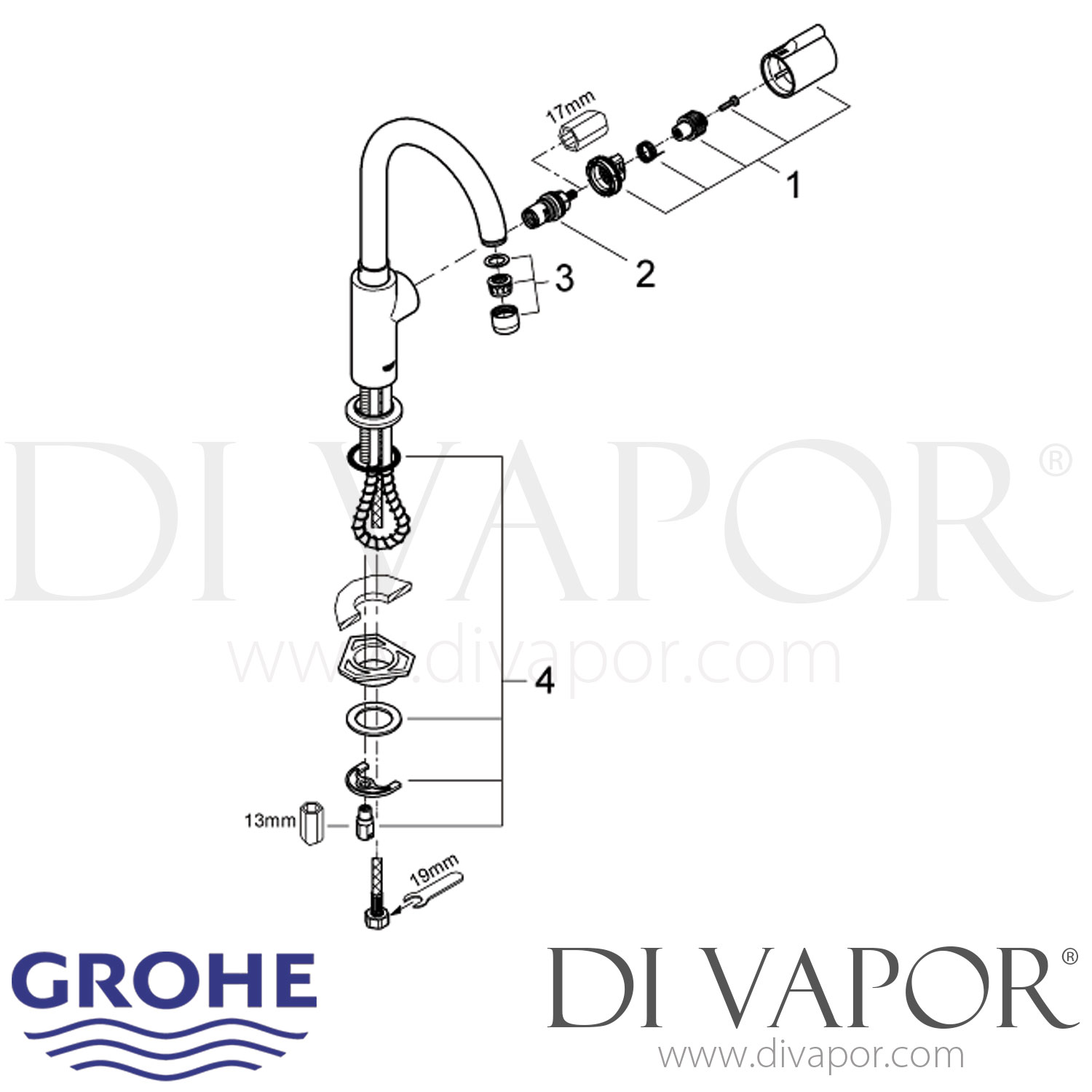 Grohe 30035000 Red Mono Kitchen Tap Spare Parts