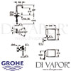 Grohe Red Mono Supersteel Pillar Tap and Single-Boiler Dimensions