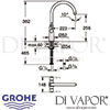 Grohe Ambi Cosmopolitan Two Handle Sink Mixer Kitchen Tap Dimensions
