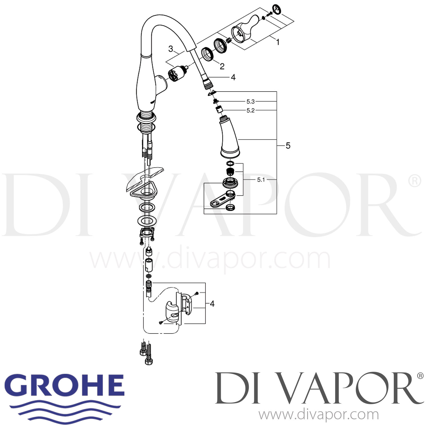 Grohe 30215DC0 Parkfield SingleLever Sink Mixer (1/2 Inch) Spare Parts