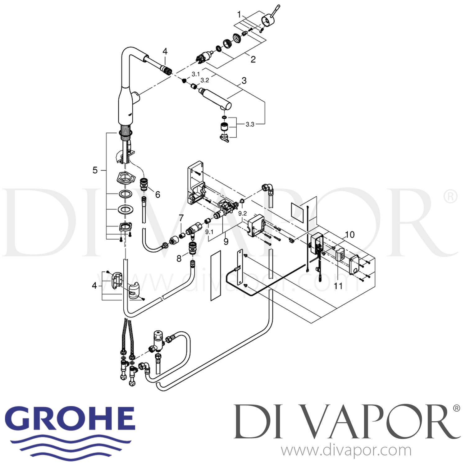 Grohe 30311DC0 Essence Foot Control Electronic SingleLever Sink Mixer