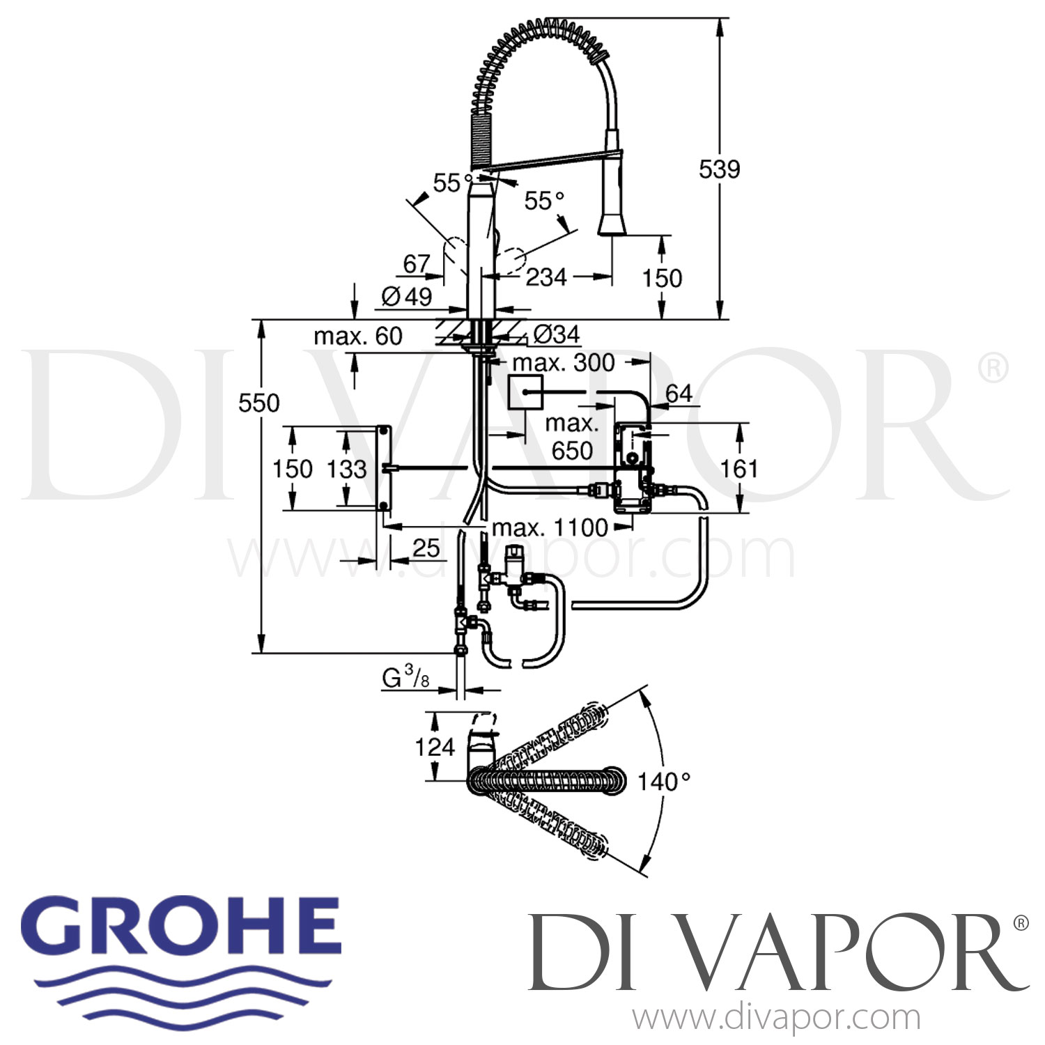 Grohe 30312DC0 K7 Foot Control Electronic SingleLever Sink Mixer Spare