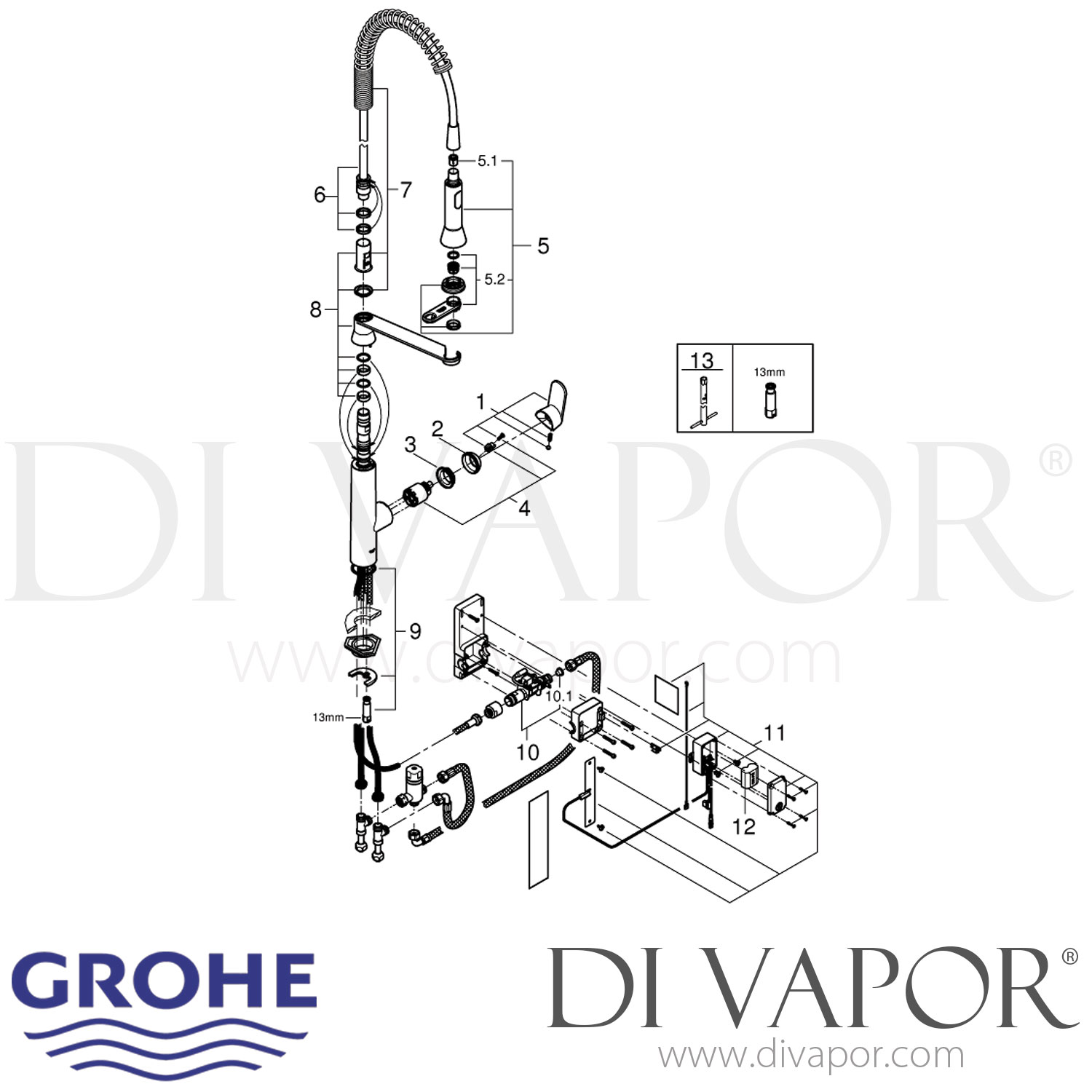 Grohe 30312DC0 K7 Foot Control Electronic SingleLever Sink Mixer Spare