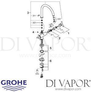 Grohe 31000 Atrio Sink Mixer (1/2 Inch) Spare Parts