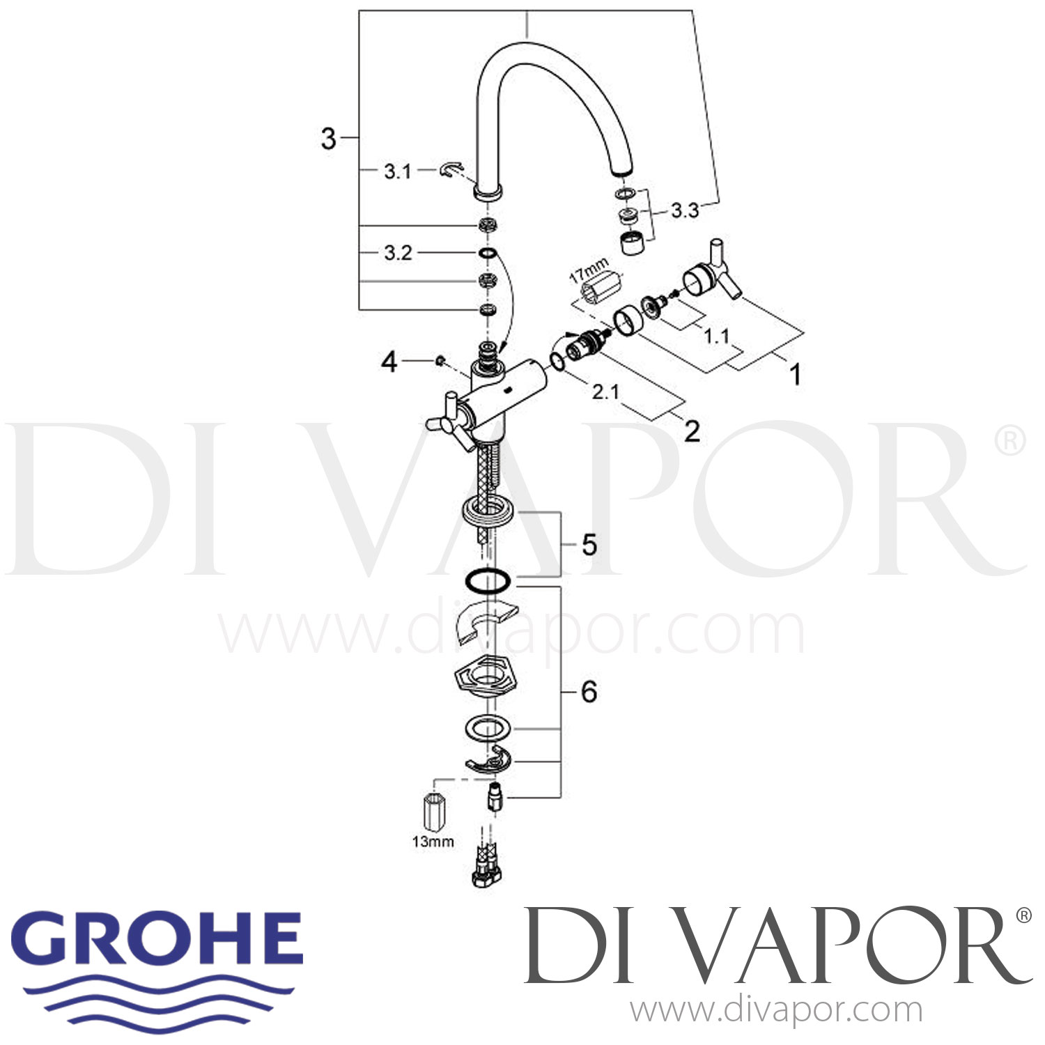 Grohe 31000000 Atrio Sink Mixer Kitchen Tap Spare Parts