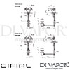 Cifial Edwardian Monoblock Washbasin Tap VDA 1F H C Dimensions