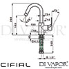 Cifial 31003VV Viva Mono Basin Tap with Side Lever Dimensions
