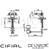 Cifial 31011ED Edwardian Mono Bidet Mixer Dimensions