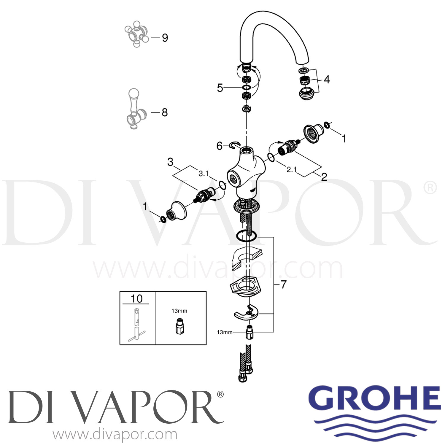 Grohe 31055000 Bridgeford Single Hole Kitchen Mixer Tap Spare Parts