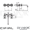 Cifial 31110ED Edwardian 3 Hole Wall Basin Mixer Dimensions
