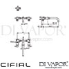 Cifial 31110TB Techno 300 3 Hole Wall Basin Mixer Tap Dimensions