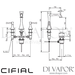 Cifial 31130BS Brookhaven Lever 3 Hole Deck Basin Mixer Tap L Spout Spare Parts