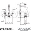 Cifial 31130BS Brookhaven Lever 3 Hole Deck Basin Mixer Tap L Spout Dimensions
