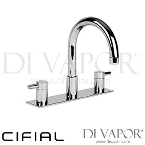 Cifial 31132TB Techno 300 3 Hole Deck Basin Mixer Tap with Plate Spare Parts