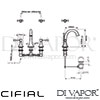 Cifial 31141MW Brookhaven Cross 3 Hole Deck Basin Mixer Dimensions